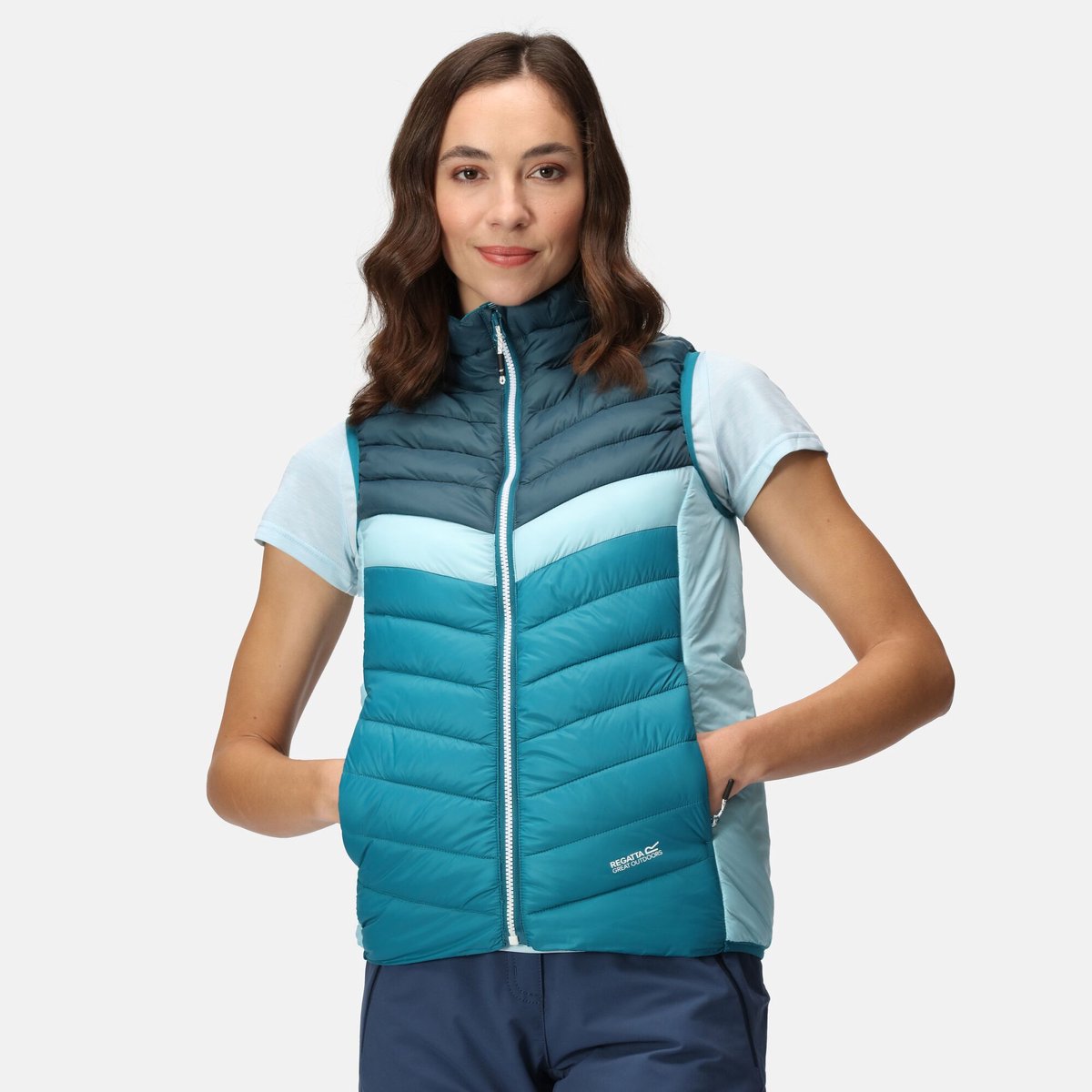 Bodywarmer Wandelen Dames Geïsoleerd Waterafstotend Harrock Ii Blauw