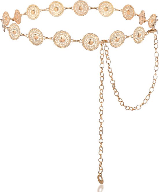 TIESOME Westerse metalen concho-riem, uitgehold madeliefjesketting, riem, verstelbare boho-tailleketting, landelijke concertoutfit voor jurk, Goud TIESOME Westerse metalen concho-riem, uitgehold madeliefjesketting, riem, verstelbare boho-tailleketting, landelijke concertoutfit voor jurk, Goud