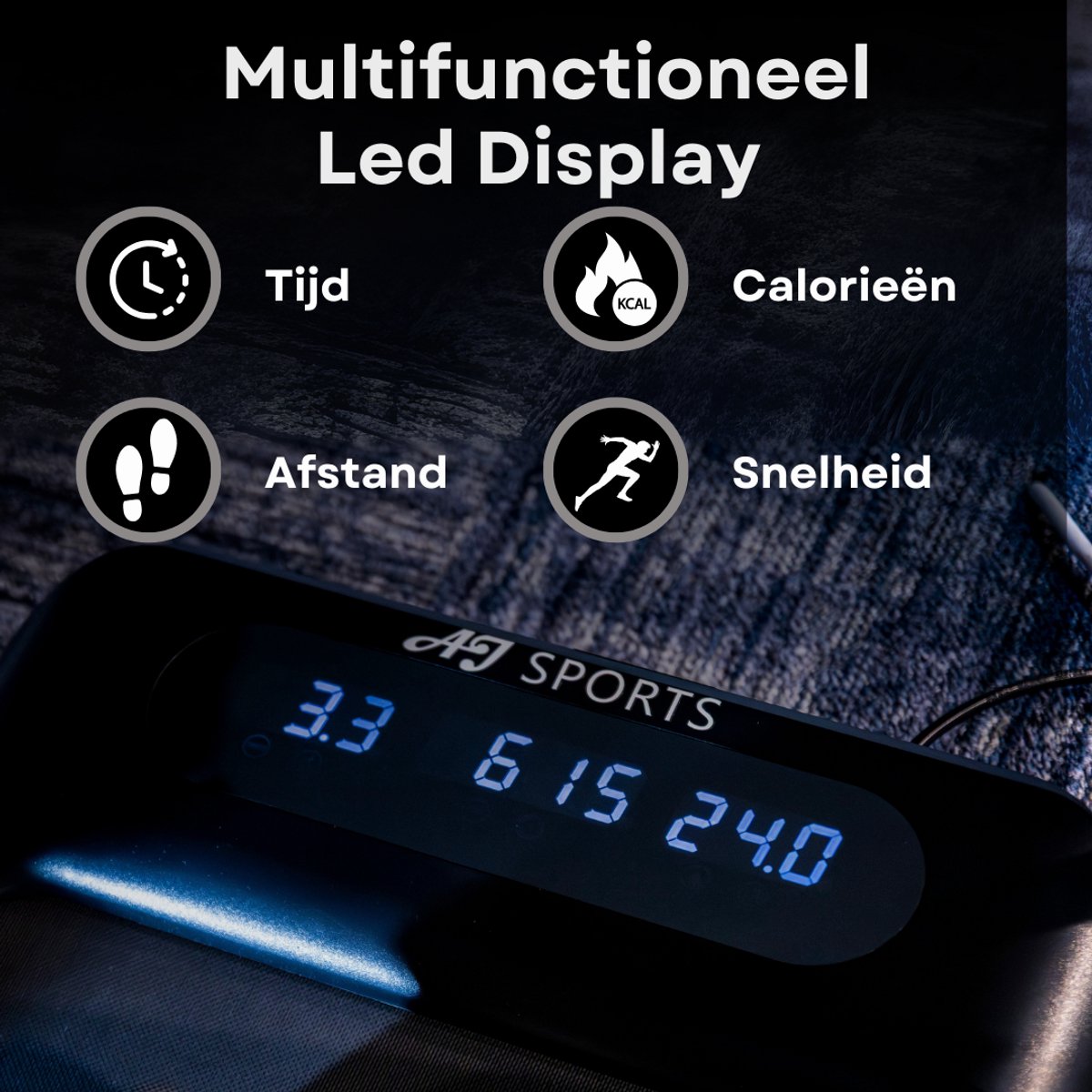 Afbeelding 3 van AJ-Sports Walking pad met helling - Loopband - 0-8 km/u - 7% Helling functie - Krachtige 1.0 PK Motor - Hardloopband - Wandelband - Treadmill -8 Programma's - 99% Voorgemonteerd - De perfecte Loopband voor onder het Bureau