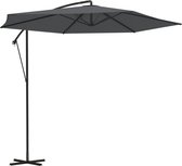 LifeGoods Zweefparasol - tot 8 Personen - Ø300cm - Waterdicht - met Hoes en Kruisvoet - Tuin - Donkergrijs