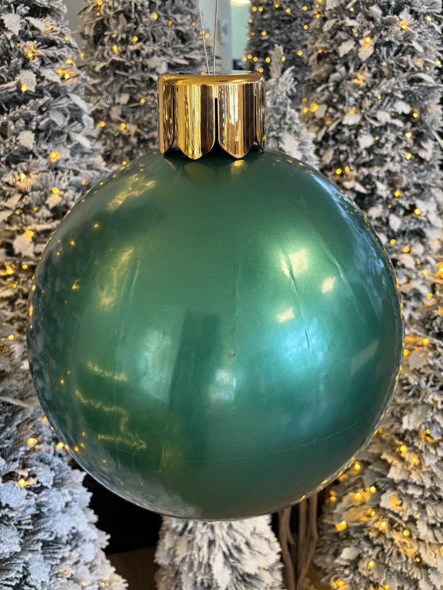 FDL- XL Kerstbal 45cm-groen- opblaasbaar-inclusief handpomp