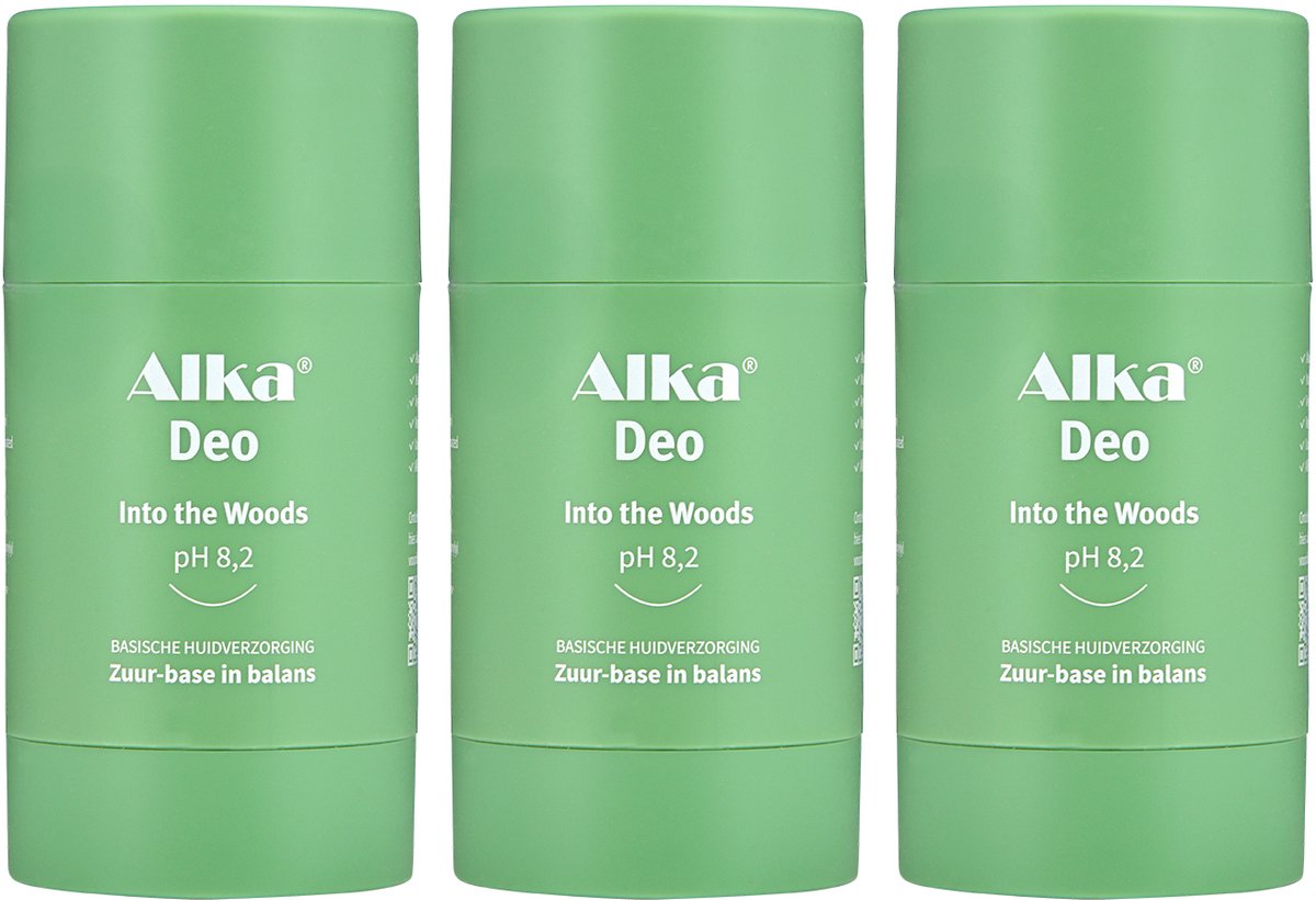 Alka® Deo Into the Woods - 3 x 30ml - Basische Deo pH 8,2 - Vegan & Natuurlijke en Gezonde Deodorant - 0% Aluminium - Deodorant Stick - Unisex
