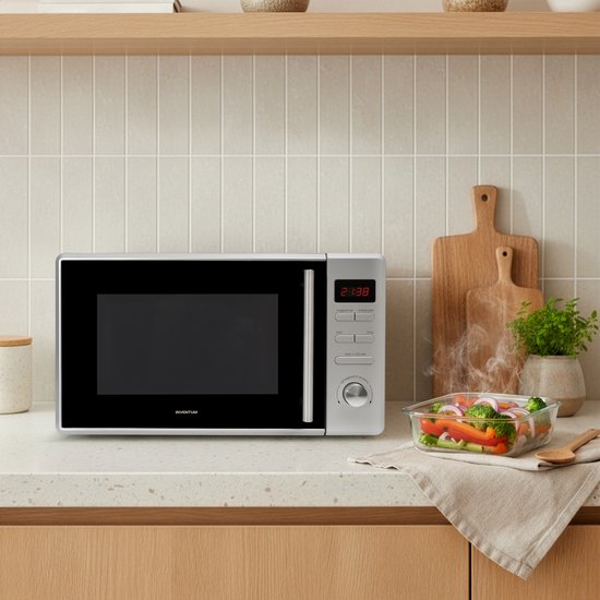 Inventum MN207S Solo magnetron - 20L - 800W - 8 kookprogramma's - Display - Ontdooifunctie - Zilver