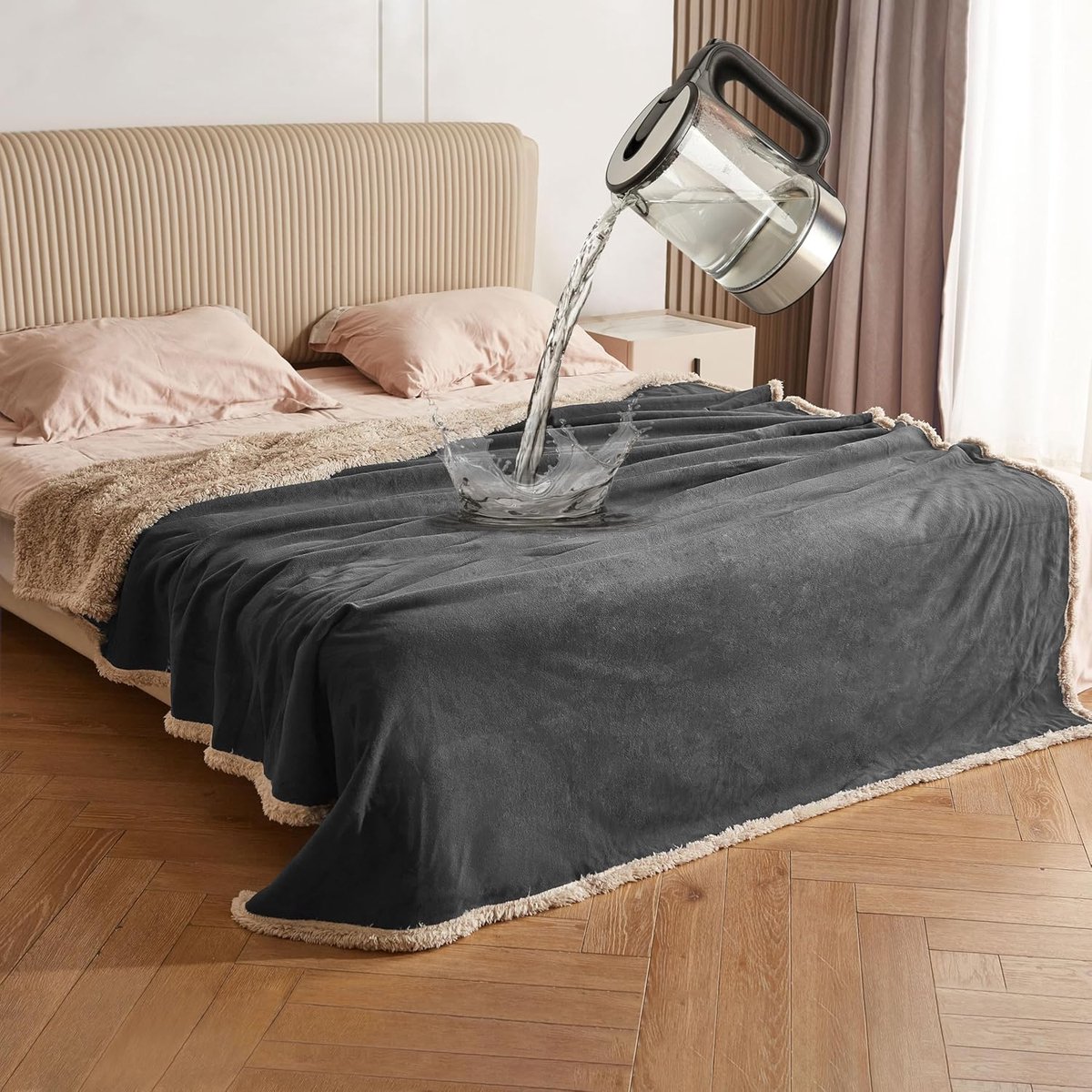Waterdichte beddeken en bankhoes - Wasbare fleece sherpa-deken voor bescherming tegen vocht - 203 x 152 cm