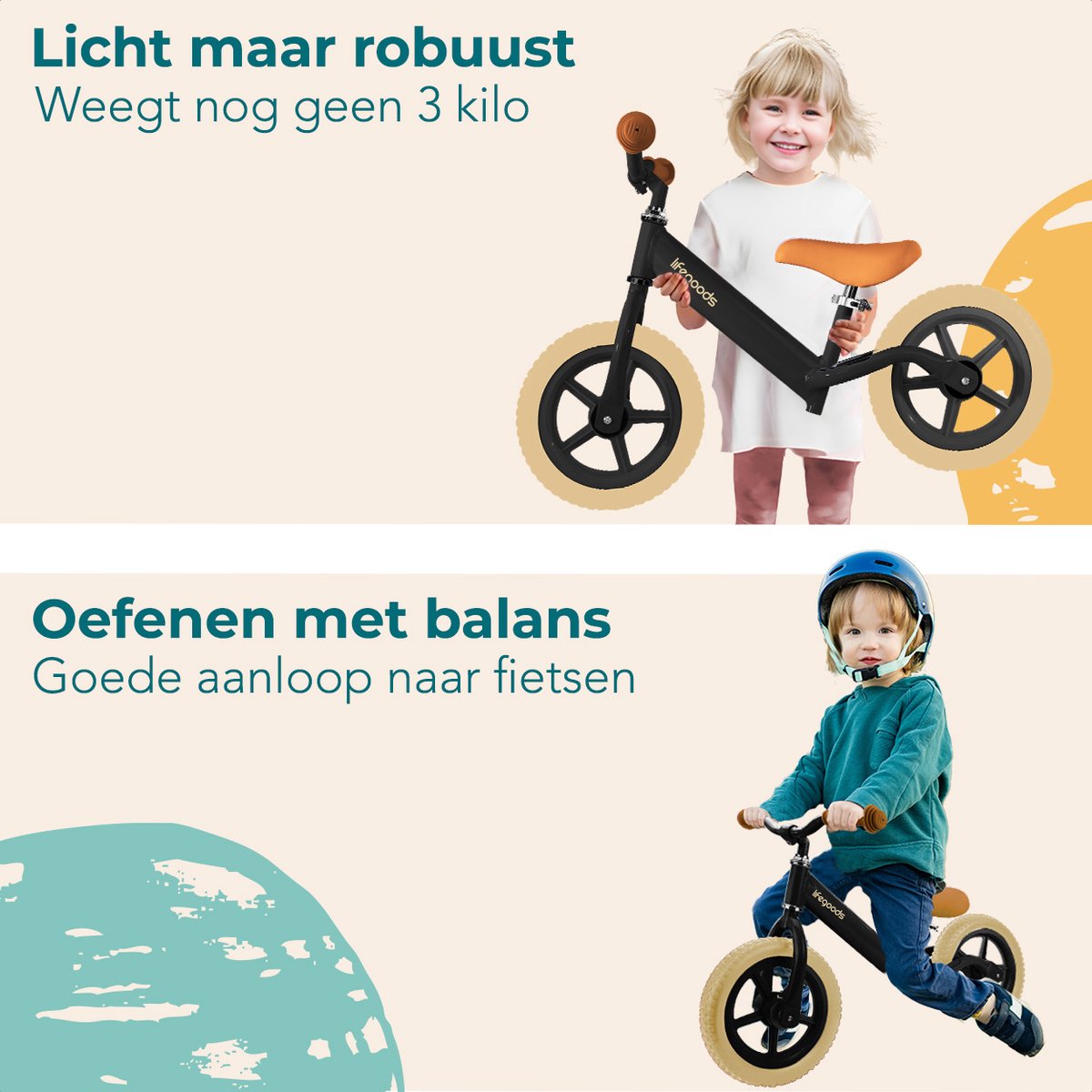 LifeGoods Loopfiets - Speelgoed 2 jaar en ouder - Jongens en Meisjes - Balance Bike - Loopfietsje - Zwart — afbeelding 8