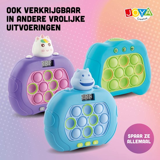 Joya Creative Pop It Manette de jeu Unicorn - 999 niveaux - Avec lumière et son - Jouet Fidget - Affichage numérique - Jouets Montessori - Jouets anti-stress - Jouets de voyage - Pop ou Flop