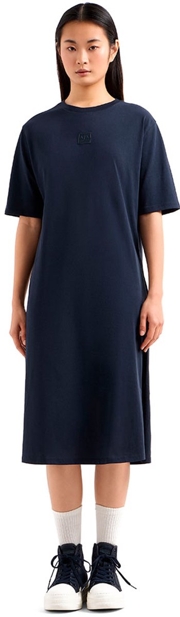 Armani Exchange Xw000353_af10359 Midi-jurk Met Korte Mouwen Blauw XL Vrouw