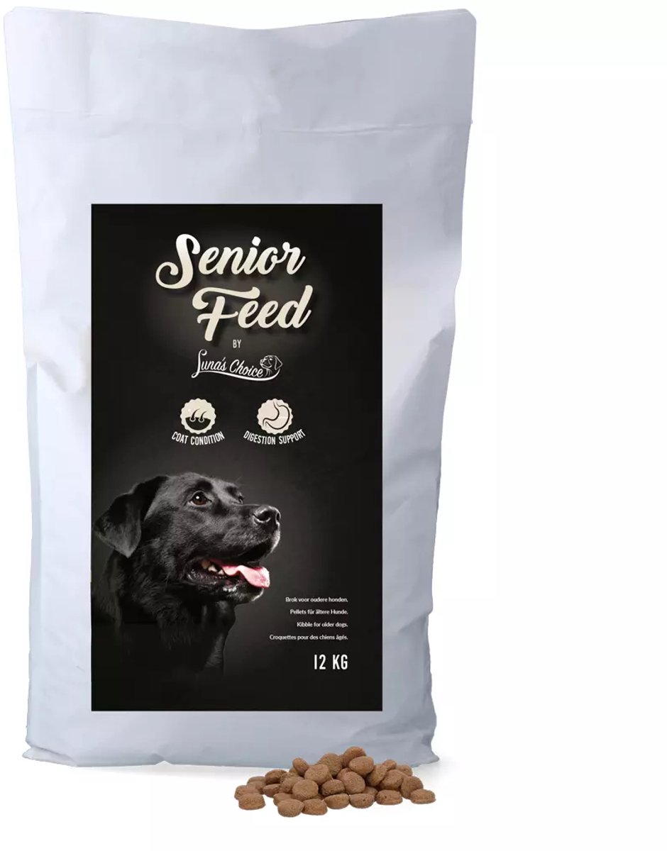 Luna's Choice Senior Feed 12 kg - Hondenvoer voor Oudere Honden - Gezonde Vacht en Huid - Ondersteunt Spijsvertering - Hondenbrokken