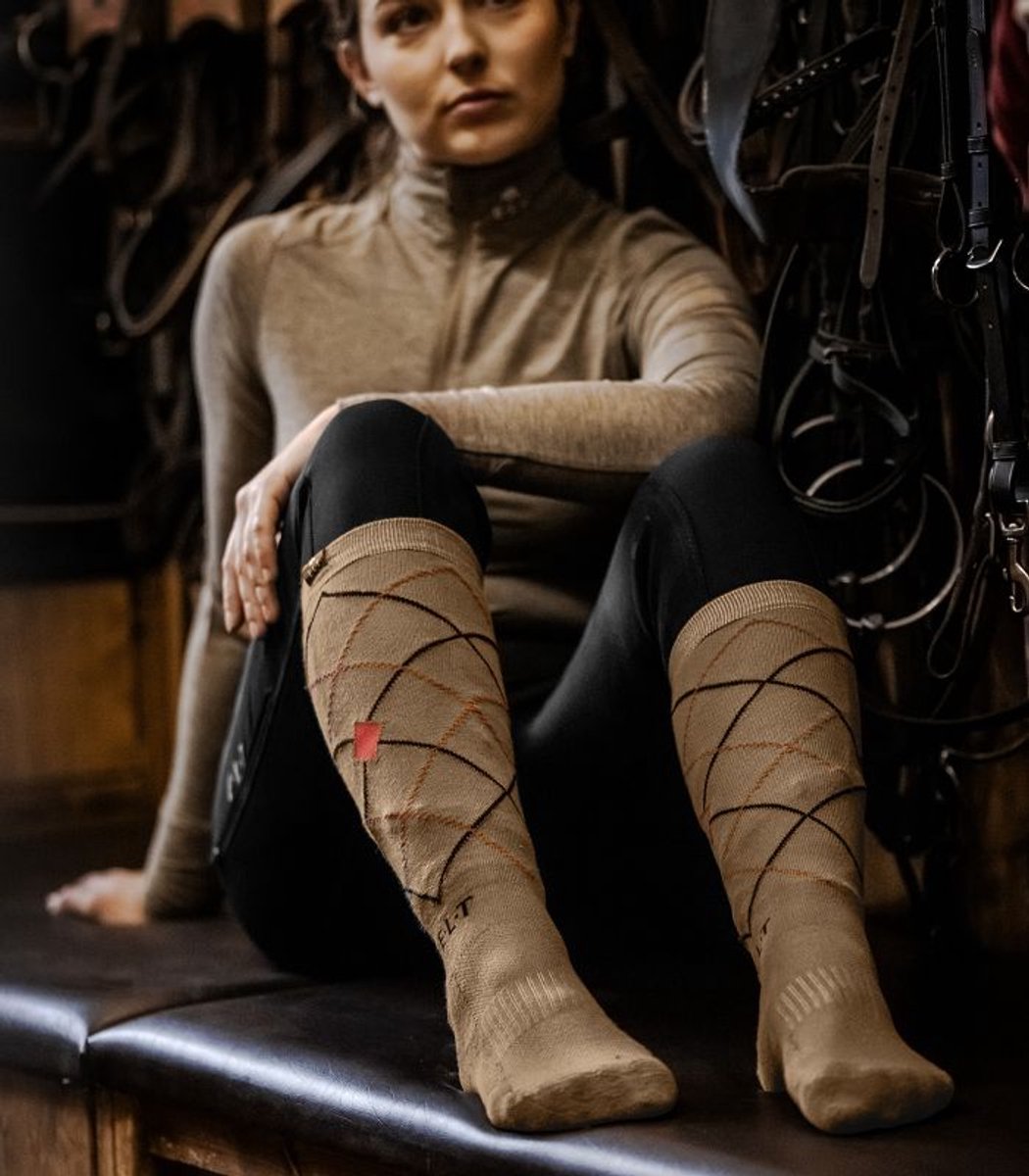 Argyle Paardrijsokken cappuccino 43-46