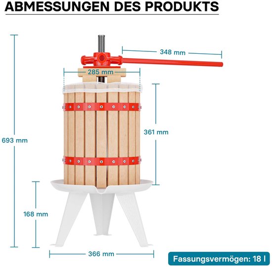 Borg 18 Liter Fruitpers Appelpers Vruchtenpers Incl Doek borg-18-liter-fruitpers-appelpers-vruchtenpers-incl-doek
