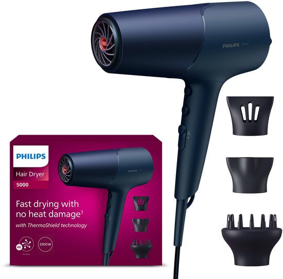 Philips Hair Dryer Series 5000 BHD510/20 - Sèche-cheveux - Blauw/ Métallisé