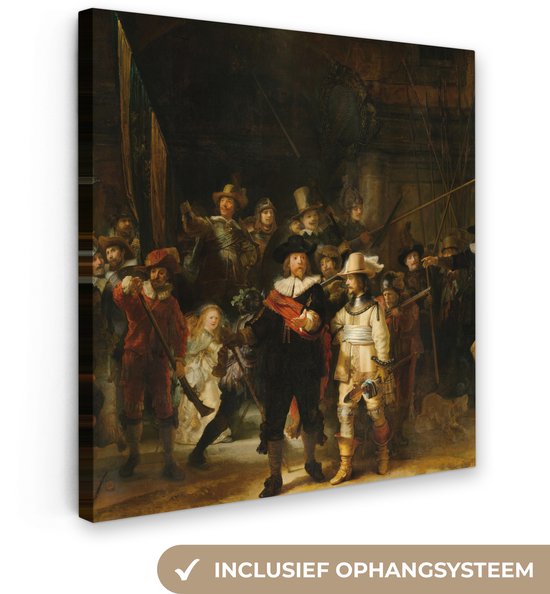 Peintures sur toile - La Nachtwacht - Peinture de Rembrandt van Rijn - 90x90 cm - Décoration murale