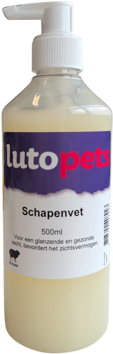Schapenvet 500 ml - Bevat Vitamine A & D - Natuurlijke Aanvulling voor Hond & Kat - Ondersteunt Huid, Vacht & Weerstand - lutopets