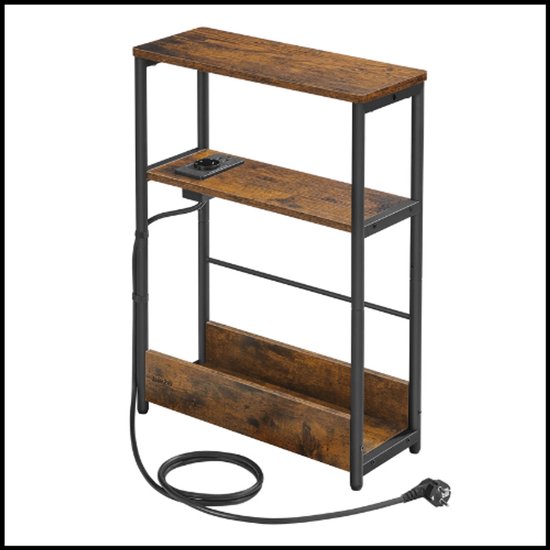 HOCUS PICUS Nachtkastje met 2 Planken – Moderne Slanke Bijzettafel voor de Slaapkamer – Eenvoudige Montage – 25x60x27 cm (Wit, Links