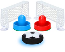 Silvergear Mini Airhockey Spel Voetbal Editie - Hover Ball - Spelletjes Voor Kinderen - Vakantie Speelgoed - Reisspellen - Cadeau voor Jongens en Meisjes - Tafelvoetbal - 6, 7, 8, 9, 10, 11, 12, 13, 14, 15, 16 Jaar - Rood en Blauw