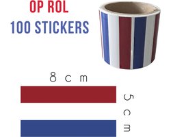 Stickers op rol (100 stuks) | Vlag Nederland | 8 x 5 cm | Nederlandse vlag | Koningsdag | EK Voetbal | Sticker | Zelfklever | The Netherlands | 1 rol