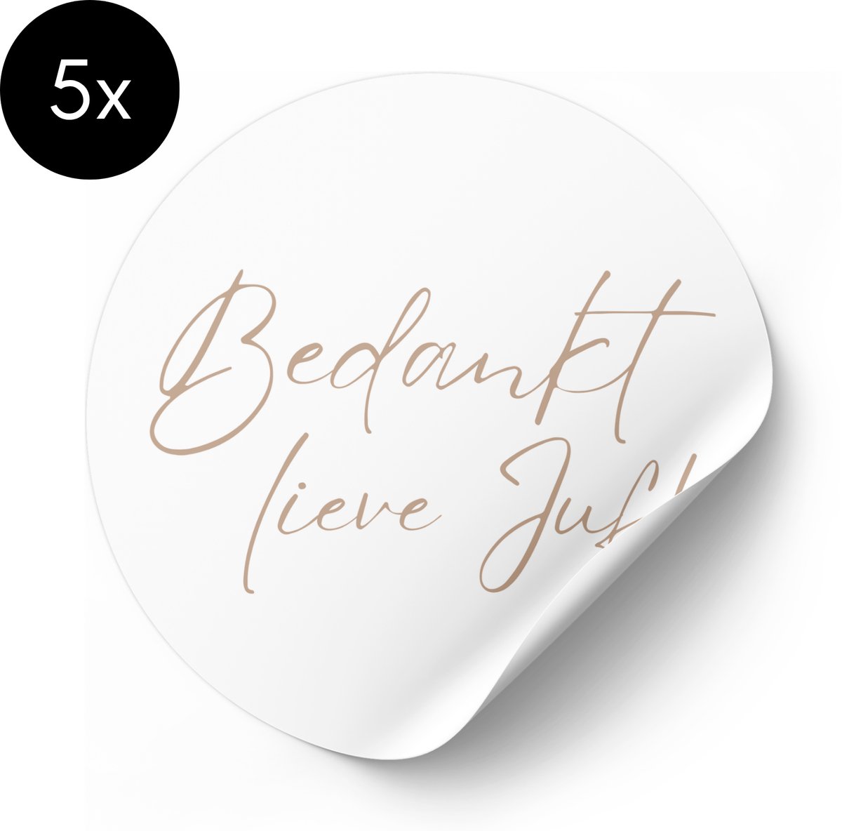Sticker Bedankt Lieve Juf! - Beige / Wit - 50 mm - Trakatiestickers - 5 stuks