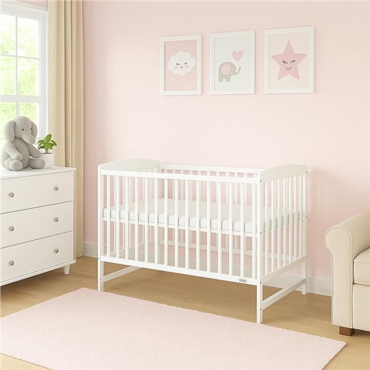 New Baby LILLY houten ledikant 120x60 cm wit - Babybedje