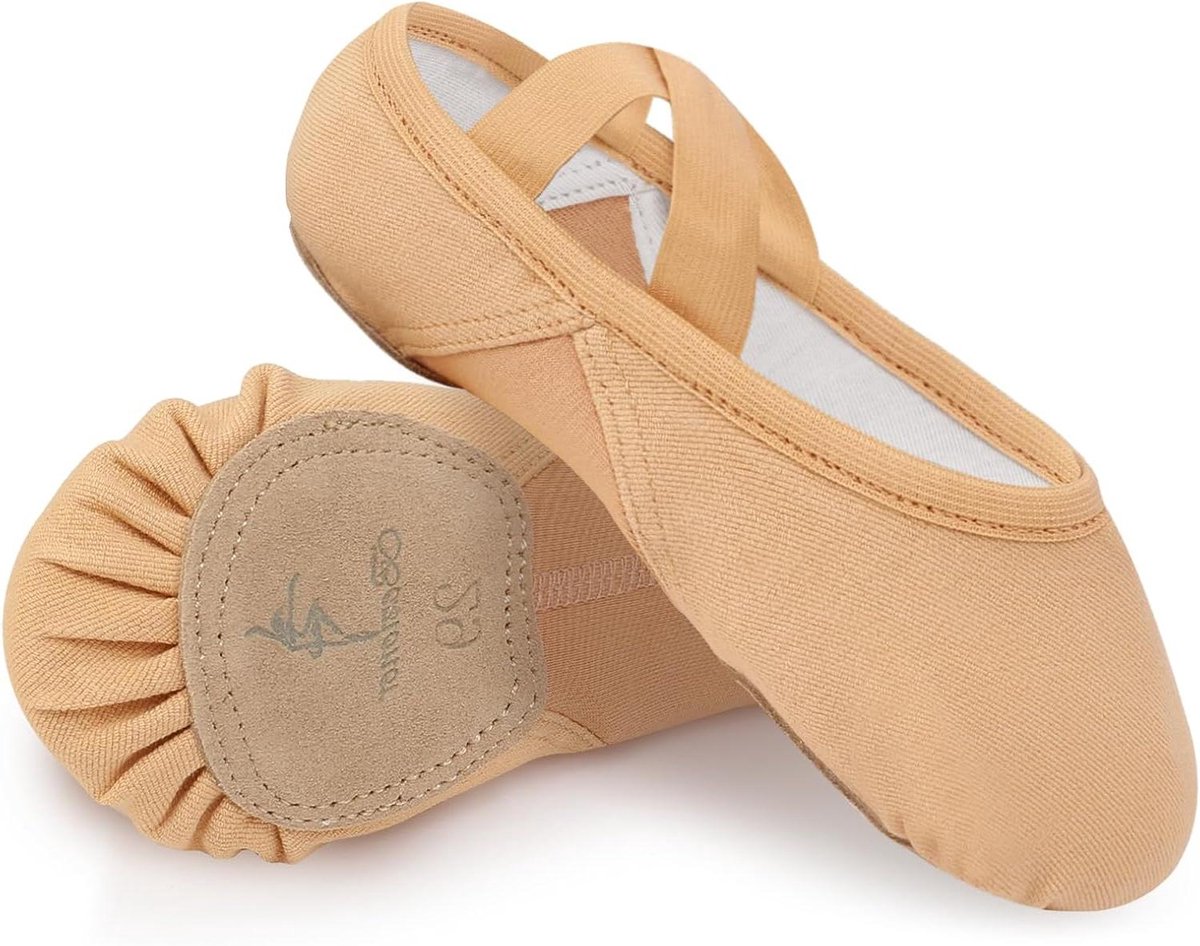 Allecto plus Ballerina's voor meisjes zeer elastisch beige dansschoenen met splitzool. Geschikt voor peuters kinderen en vrouwen UK Child. Perfect voor ballet