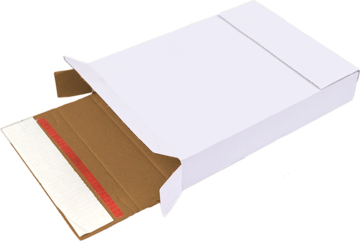 25x Brievenbusdoos A6 - 160 x 120 x 26 mm - Wit - Zelfklevend met Plakstrip - Stevig Karton - Makkelijk te Vouwen - Platte Verzenddoos - 100% Recyclebaar - Met Tearstrip
