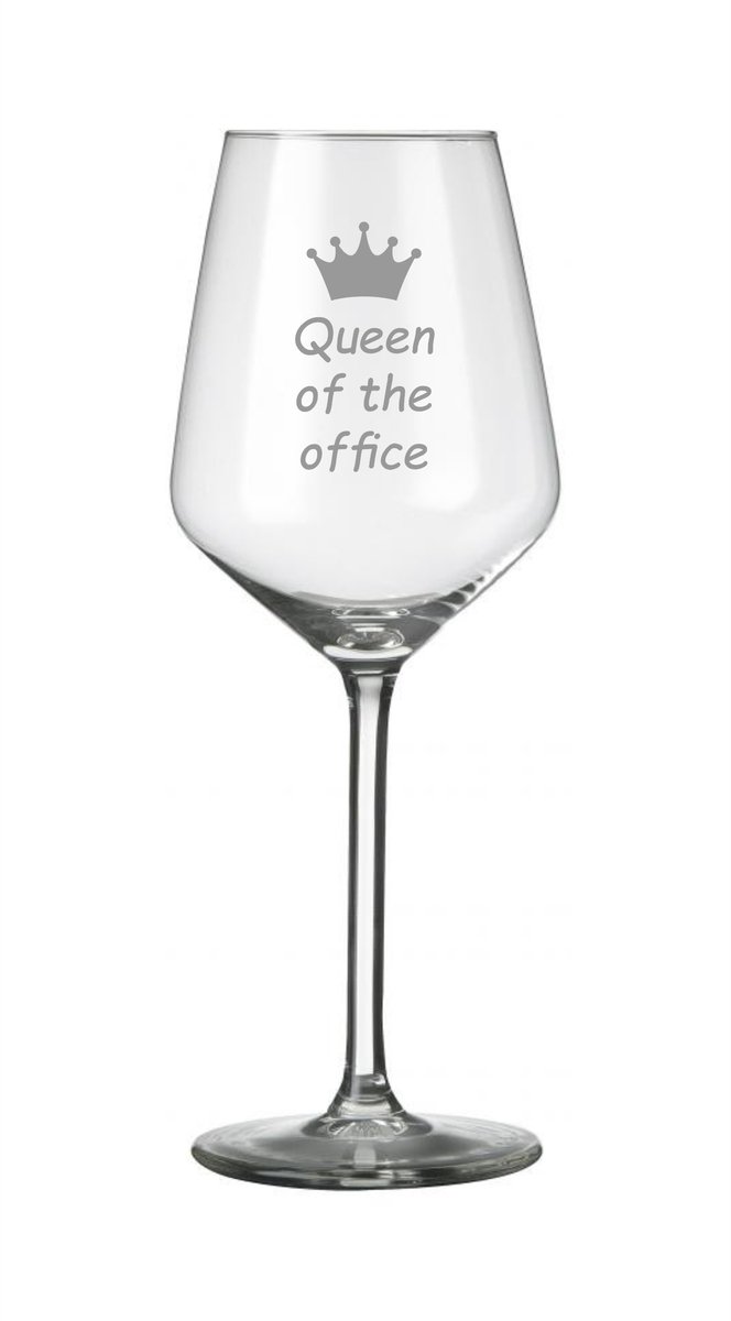 Wijnglas - Gegraveerd wijnglas - Queen of the office - Origineel cadeau - Collega cadeau - Secretaresse - Secretaresse dag - Glas graveren - Glas cadeau
