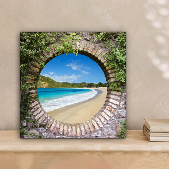 Tableau sur toile 20x20 cm - Décoration murale Plage - Mer - Vue - Décoration murale salon - Décoration chambre - Accessoires chambre - Peintures
