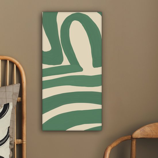 Canvas schilderij 40x80 cm - Wanddecoratie Groen - Kunst - Abstract - Muurdecoratie woonkamer - Kamer decoratie modern - Abstracte schilderijen