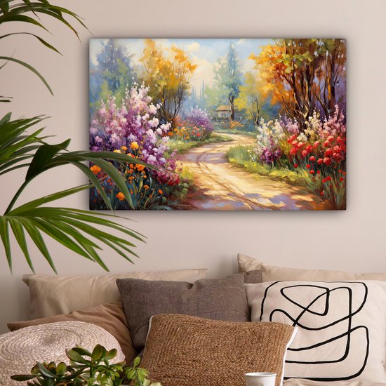 Peinture sur toile paysage 60x40 cm - Décoration rurale - Toile de Décoration murale pour chambre - Oeuvre Fleurs - Toile murale cuisine nature - Photo sur toile - Peinture de cuisine décoration de maison - Toile d'art