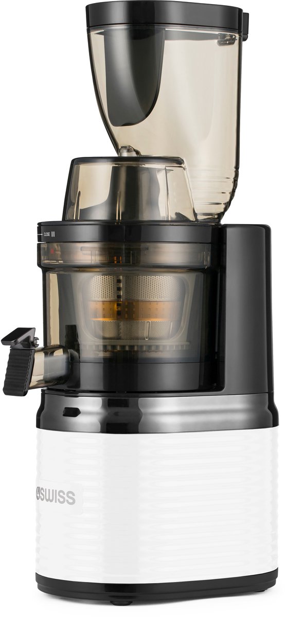 4SWISS Slow Juicer BM202, 200 W, 40 tpm, Reverse-functie, EasyClean, XXL-opening, Wit
