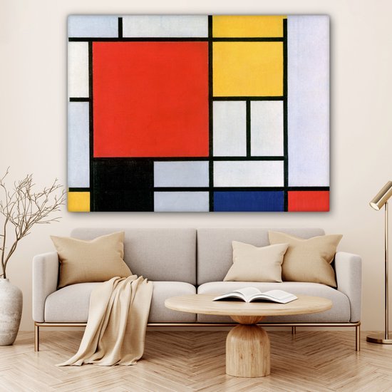 Toile Peinture Art - Mondrian - Maîtres Anciens - 160x120 cm - Décoration murale XXL