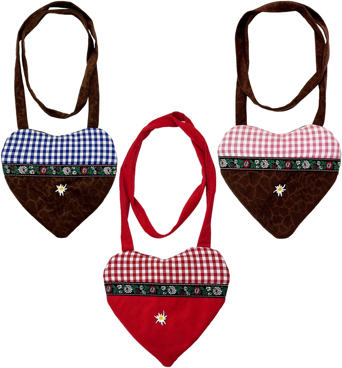 Zebra & Friends Oktoberfest Tas - Dirndl Tasje - Tiroler Accessoires - Trachten Wiesn - Hartvormige Tas- Schoudertas lengte 64 cm- Roze