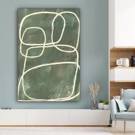 Canvas schilderij 120x180 cm - Wanddecoratie Abstract - Groen - Kunst - Modern - Muurdecoratie woonkamer - Kamer decoratie modern - Abstracte schilderijen