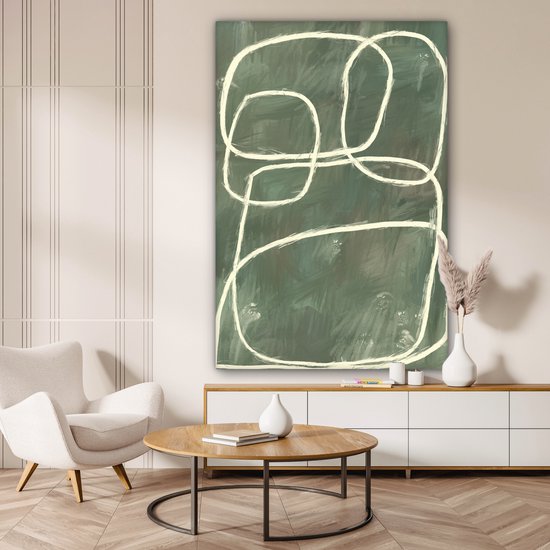 Canvas schilderij 120x180 cm - Wanddecoratie Abstract - Groen - Kunst - Modern - Muurdecoratie woonkamer - Kamer decoratie modern - Abstracte schilderijen