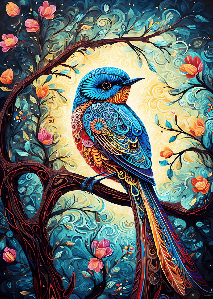 5D Diamond Painting Vierkante steentjes - Painting maat 50x70cm - Fluwelen canvas - Volledige bedekking - Complete set - Kleurrijke vogel