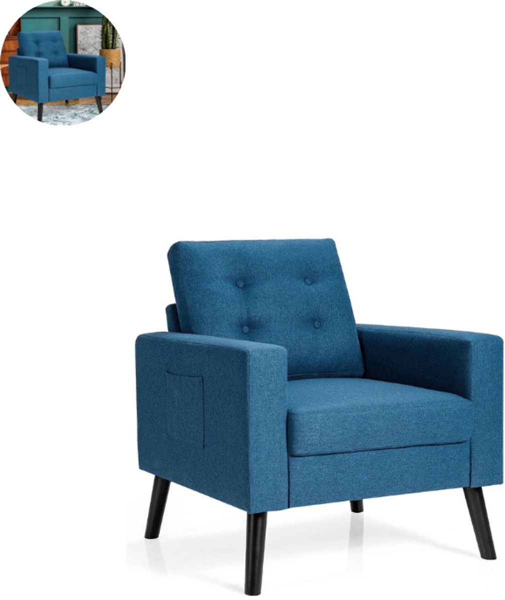 GranMaison Fauteuil - Relaxzetel - Relaxstoel - Relaxfauteuil - Stoel - Met armleuning - Voor één Persoon - Blauw