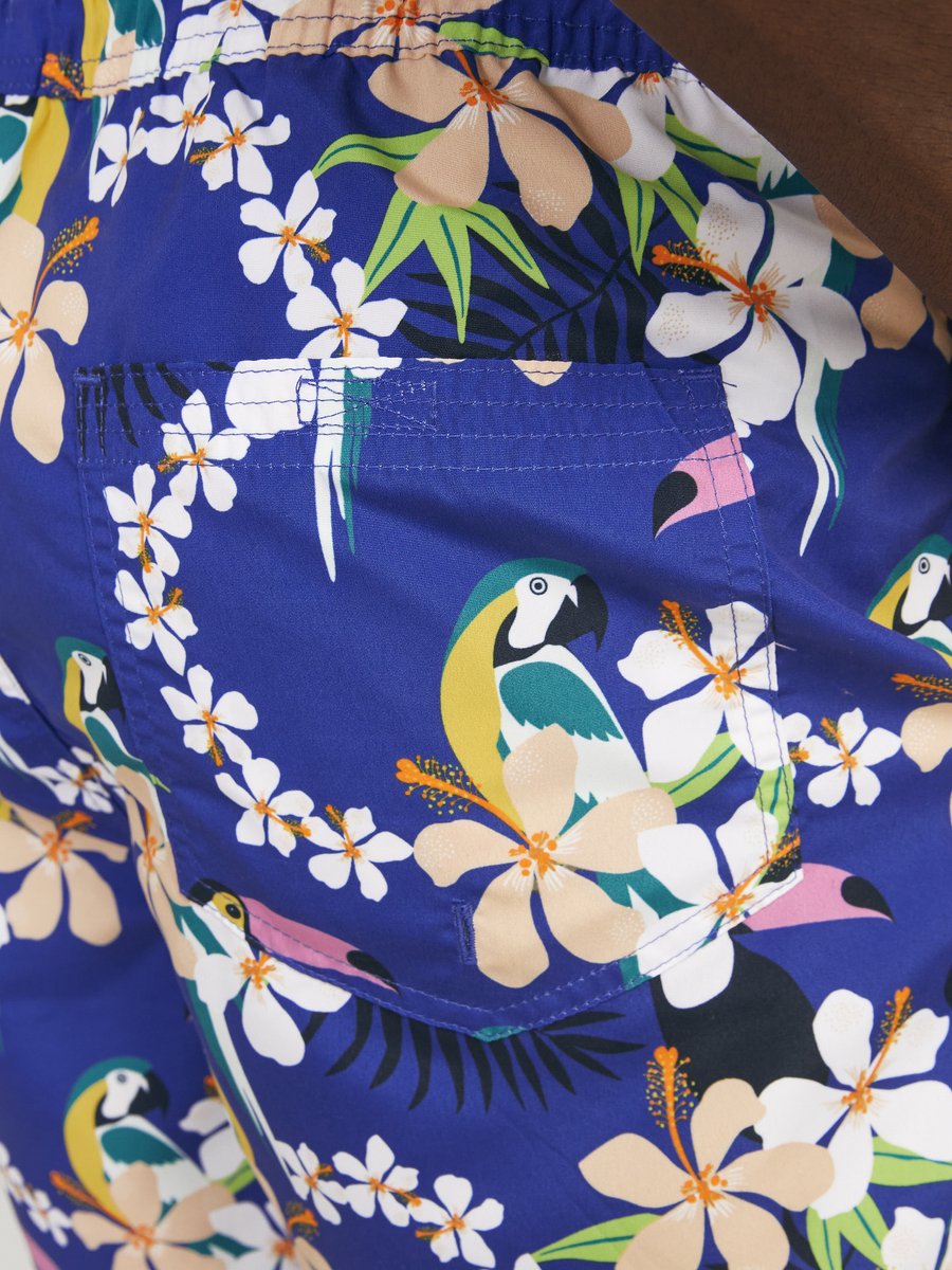 Jack & Jones Heren Zwemshorts JPSTFIJI AOP Blauw Tropisch Paradijs Print — afbeelding 4