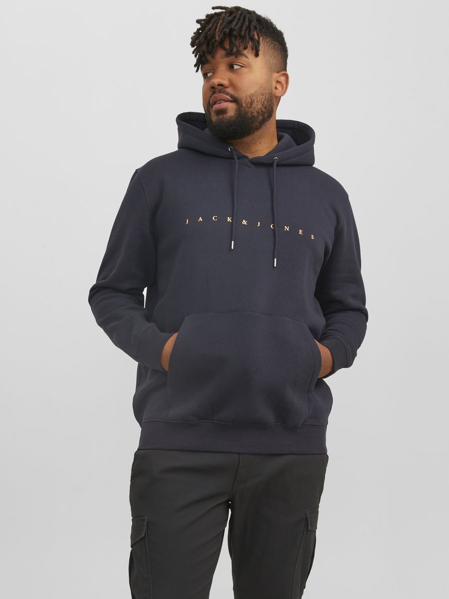 Jack & Jones Trui Jjestar Jj Sweat Hood Noos Pls 12243527 Dark Navy Mannen Maat — afbeelding 2