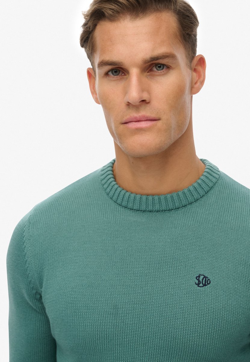 Superdry Preppy Cotton Trui Heren Sweaters Turquoise