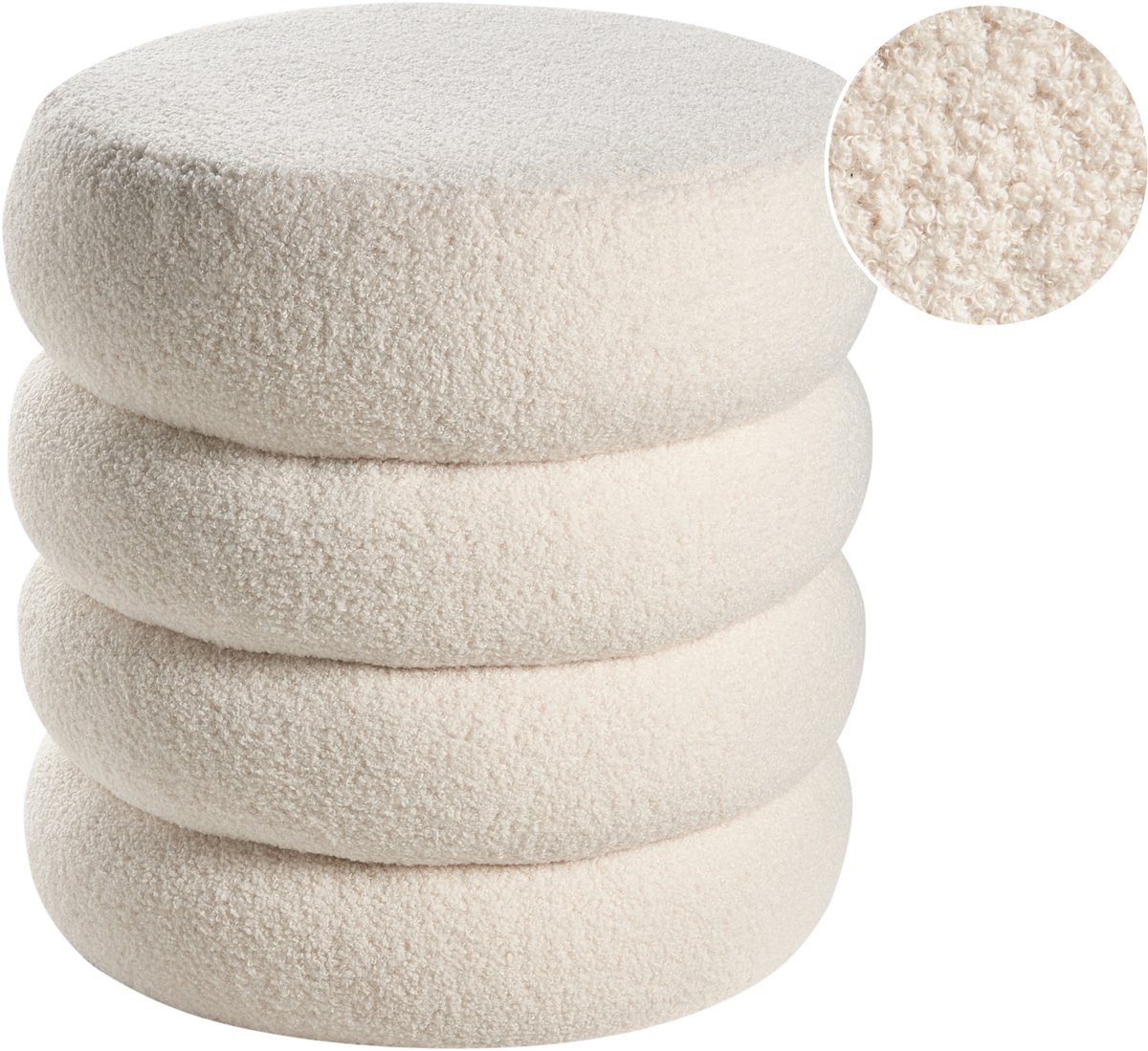 SUMPTER - Poef - Gebroken wit - Bouclé