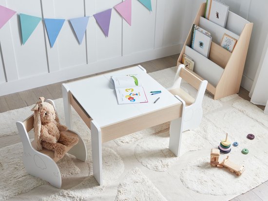 LOYD - Kindertafel met 2 stoeltjes - Lichthout/Wit - MDF — afbeelding 4