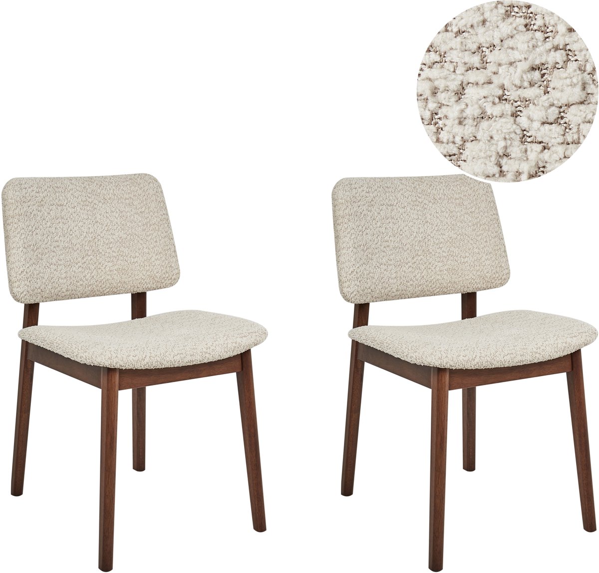 BLANE - Eetkamerstoel set van 2 - Donkerbruin/Beige - Rubberhout