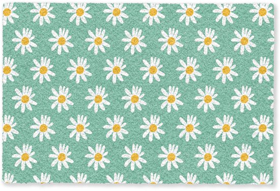 Paillasson 60x40 cm - Marguerites - Motif - Vert - Fleurs - Tapis d'intérieur - Paillasson - Paillassons imprimés