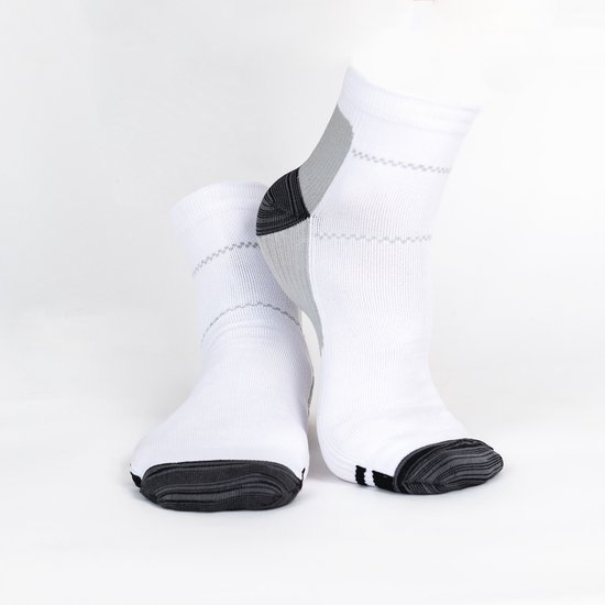 Compressie sokken - Unisex - HEALTHY SOCKS - Ademend - Pijnverlichtend - Bloedcirculatie (2 paar in 1 verpakking wit/zwart)