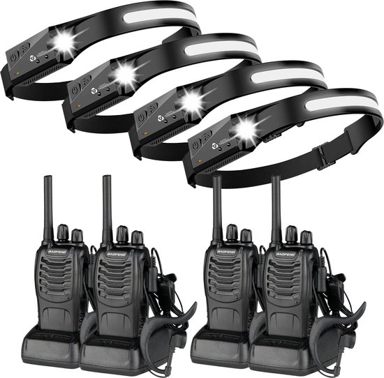 Baofeng GT-22, licentievrije PMR 446 walkietalkieset, professionele radio, tot 3 km bereik, 16 kanalen, oplaadbare radio met headset (2 stuks