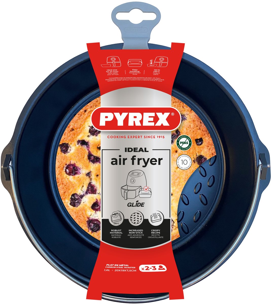 PYREX Metalen mand/bak met handvat voor AIR FRYER 20x19 cm rond