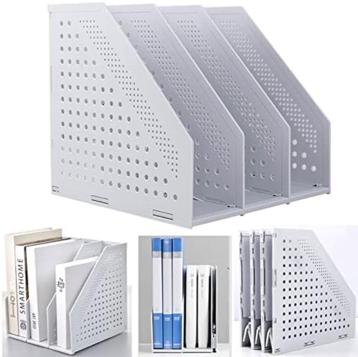 PromoHome Opvouwbare Documentenhouder - Ruimtebesparend Bureau Organizer Lichtgrijs-3
