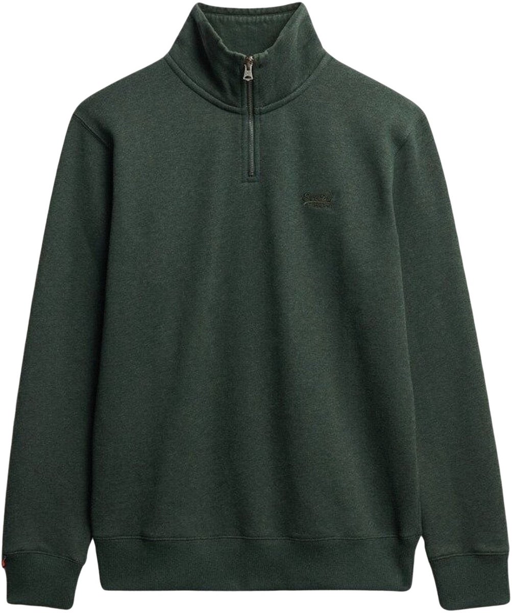 Superdry Essential Logo Henley Half Zip Sweater Heren Donkergroen