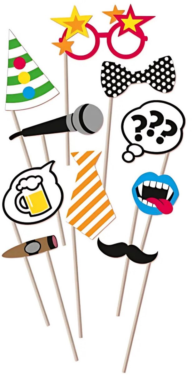 Foto props voor een verjaardag - setje van 10x stuks - selfies maken - Photo boot accessoires