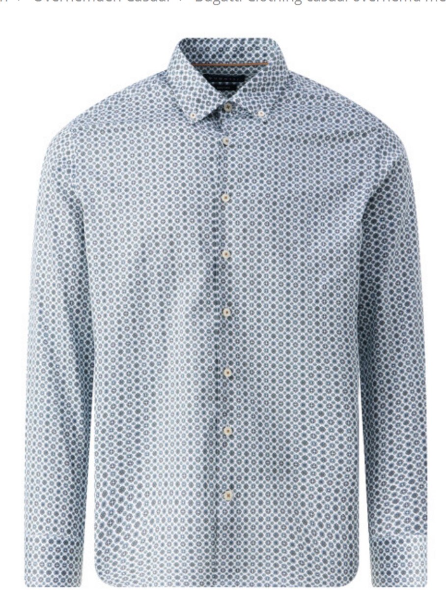 Bugatti casual overhemd met lange mouwen - Blauw - Maat 3XL