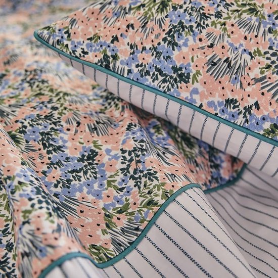 Laura Ashley Home - Queensize lakens, zachte satijnen katoenen beddengoedset - Slanke, gladde en ademende woondecoratie, Ramona blauw